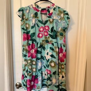 Floral Dress in Pink and Green